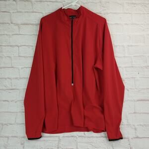 NIKE GOLF Pullover Mens XL Dri-Fit Red Windbreaker Long Sleeve Half Zip